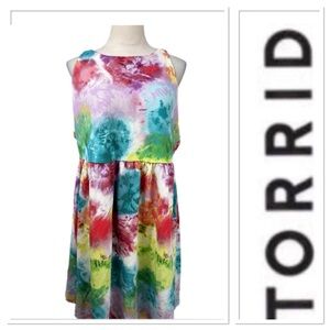 🆕 NWT Torrid Colorful Tie-Dye Skater Dress size 2X